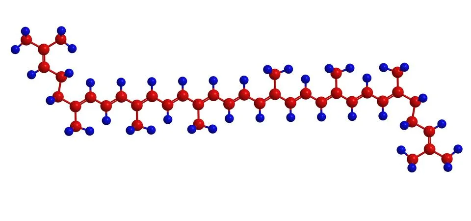 Molecular structure of lycopene. The compound is red carotene pigment found i Stock Illustration
