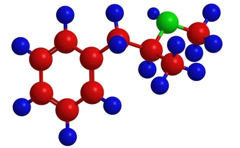 Molecular structure of methamphetamine - well known recreational drug Stock Illustration