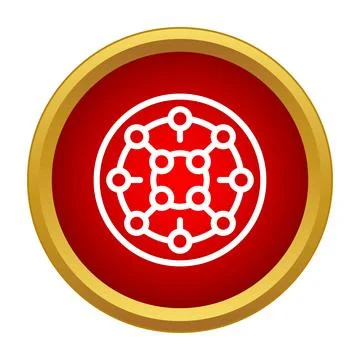 Molecular structure network icon on red button イラスト素材