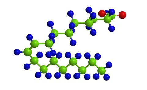 Molecular structure of Oleic acid (monounsaturated omega-9 fatty acid) - fatt Stock Illustration