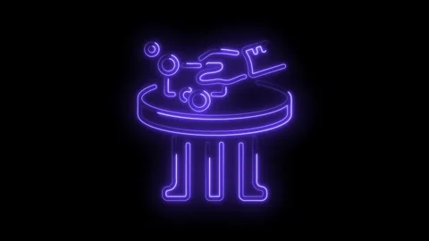 Molecular structure on pedestal neon line abstract sci fi visualization conce Stock Footage 345990977