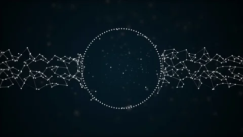 Molecular structure from polygonal particles in plexus capsule over dark blue Stock Footage 124167530