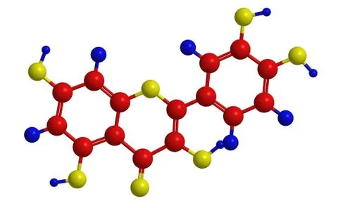 Molecular structure of quercetin - flavonol found in many fruits, vegetables, Stock Illustration