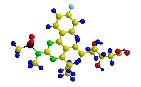 Molecular structure of Rosuvastatin (Crestor) -   member of the drug class of Stock Illustration