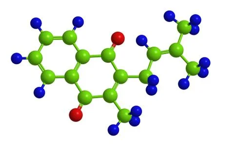 Molecular structure of short-chain menaquinone (vitamin K2) Stock Illustration