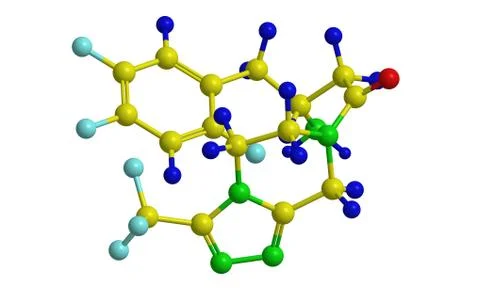 Molecular structure of Sitagliptin (Januvia) -  antidiabetic drug Stock Illustration