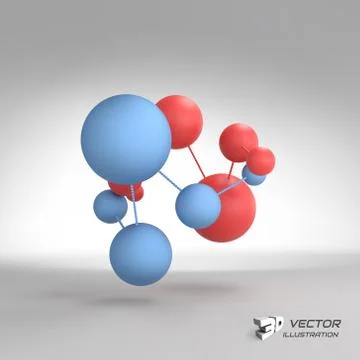Molecular structure with spheres. 3d vector Illustration Stock Illustration