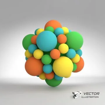 Molecular structure with spheres. 3d vector Illustration Stock Illustration