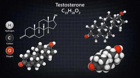 Molecular structure of Testosterone Stock Illustration