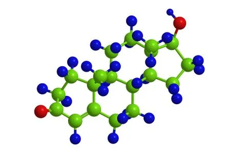 Molecular structure of Testosterone -  steroid hormone from the androgen grou Ilustración de archivo