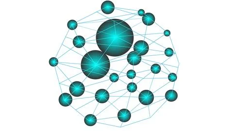 Molecular structure on the White background. Abstract dots and circles conn.. Stock Illustration