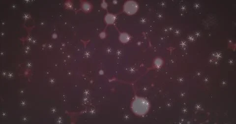 Molecular structures and glowing particles, scientific image over dark Stock Illustration