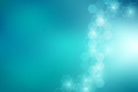 Molecular structures and hexagons elements. Abstract geometric background with Stock Illustration