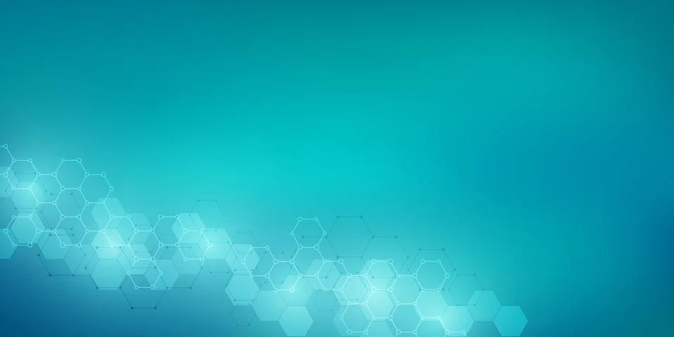 Molecular structures and hexagons elements. Abstract geometric background with 스톡 일러스트