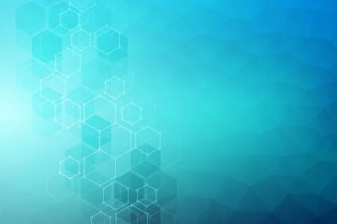 Molecular structures and hexagons elements. Abstract geometric background with Stock Illustration