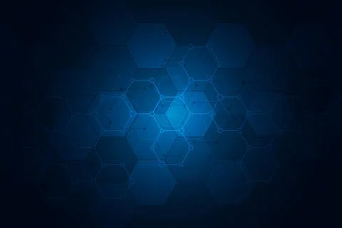 Molecular structures and hexagons elements. Abstract geometric background with イラスト素材