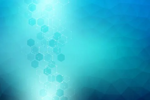 Molecular structures and hexagons elements. Abstract geometric background with Stockillustratie