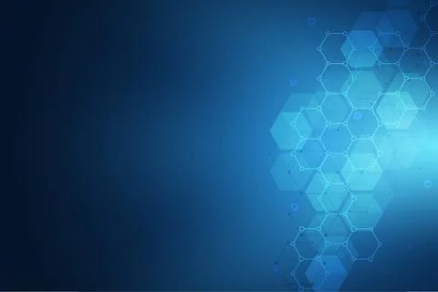 Molecular structures and hexagons elements. Abstract geometric background with Stock Illustration