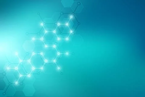 Molecular structures and hexagons elements. Abstract geometric background with イラスト素材