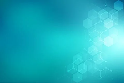 Molecular structures and hexagons elements. Abstract geometric background wit Stock Illustration