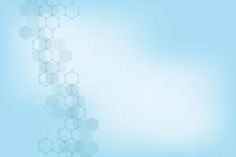 Molecular structures and hexagons elements. Abstract geometric background with Stock Illustration