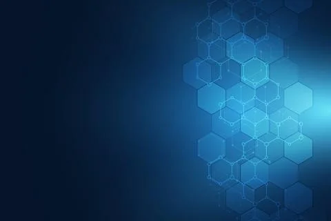 Molecular structures and hexagons elements. Abstract geometric background with イラスト素材