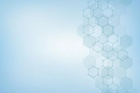 Molecular structures and hexagons elements. Abstract geometric background with Stock Illustration