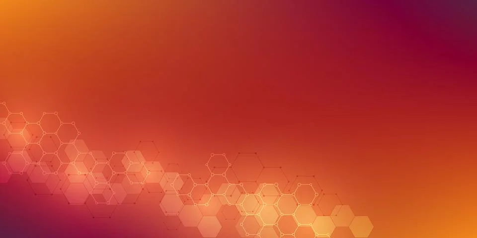 Molecular structures and hexagons elements. Abstract geometric background with Stock Illustration