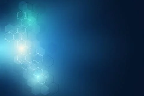 Molecular structures and hexagons elements. Abstract geometric background with イラスト素材