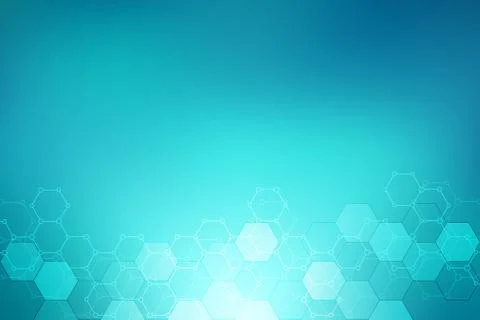 Molecular structures and hexagons elements. Abstract geometric background with Stock Illustration