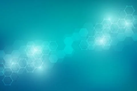 Molecular structures and hexagons elements. Abstract geometric background with Stock Illustration