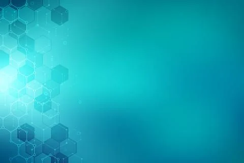 Molecular structures and hexagons elements. Abstract geometric background with Stockillustratie