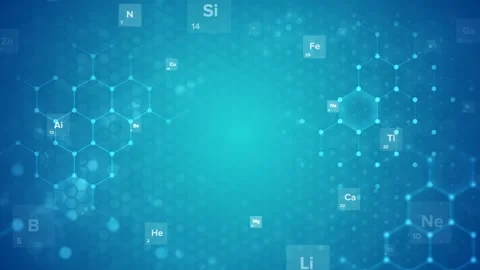 Molecular Structures on Blue Abstract Background with Chemical Elements Stock-Footage 341922039