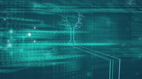 Molecular structures floating and microprocessor connections over data Stockbeeldmateriaal 329708635