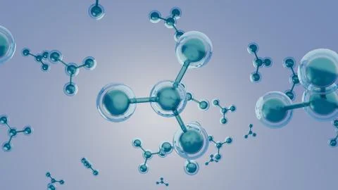 Molecular structures floating in a gradient background Illustration