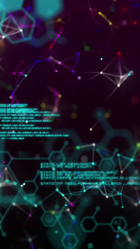 Molecular structures, network of connections and data processing Stock Footage 341918747