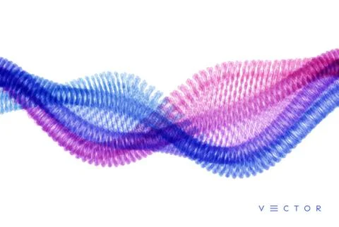 Molecular wave. Abstract background with dynamic particles. Layer of cells. C Stock Illustration