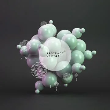 Molecule. 3D concept illustration. Vector template. Stock Illustration