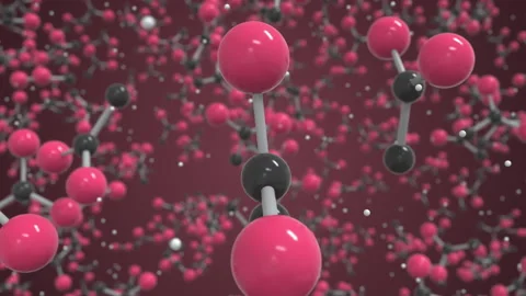 Molecule of acetic acid. Molecular model, science related looping 3d animation Stock Footage 149370887