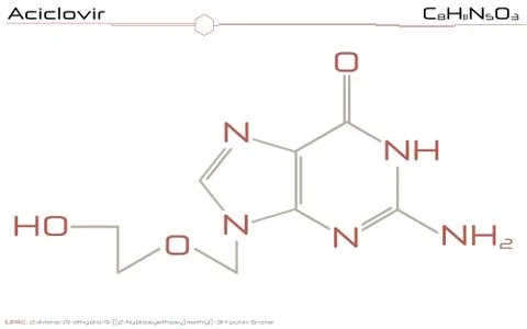 Molecule of Aciclovir Stock Illustration