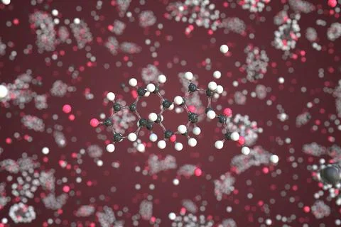 Molecule of aldosterone, conceptual molecular model. Conceptual 3d rendering Stock Illustration