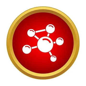 Molecule atom connection network structure inside red button Stock Illustration