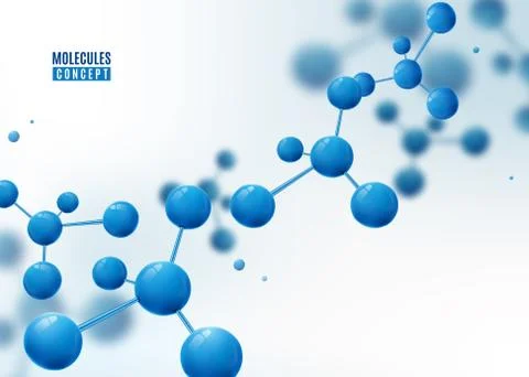 Molecule background. Atoms. Molecular structure with blue connected particles Illustrazione stock