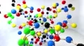 Molecule ball and stick model fly through atoms chemistry biology science tech HD Footage
