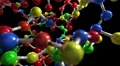 Molecule ball and stick model fly through atoms chemistry biology science tech HD Footage