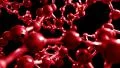 Molecule ball and stick model fly through atoms chemistry biology science, red HD Footage