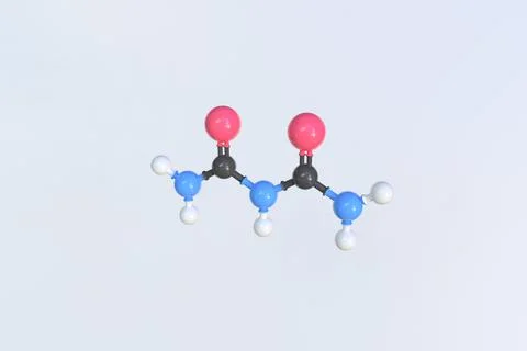 Molecule of biuret, isolated molecular model. 3D rendering Stock Illustration