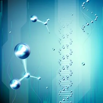 Molecule on a blue background 스톡 일러스트