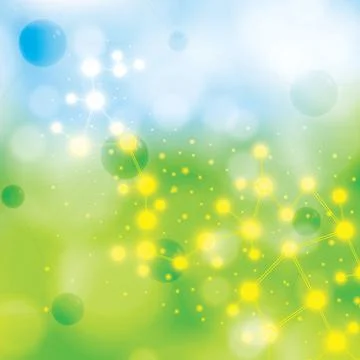 Molecule blue green background Stock Illustration