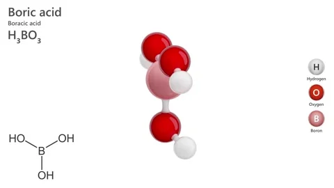 Molecule of Boric acid (H3BO3). White back. 3d render Stock Footage 287223072
